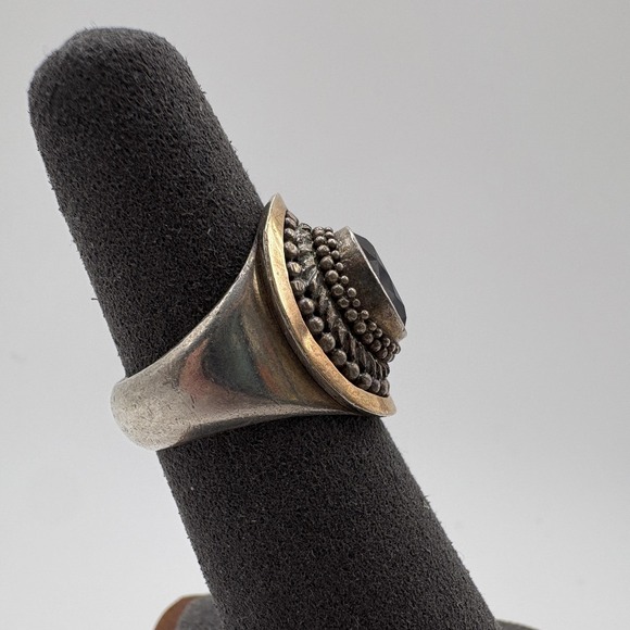 Suarti BA Amethyst Ring Sterling Silver 18K Gold Oval Gemstone Size 5.25 8g - Picture 4 of 11